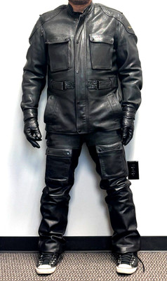 Hein Gericke Paris to Dakar Black Leather Suit Jacket 46 Pants 36
