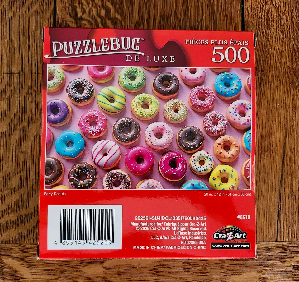 Puzzlebug Deluxe *Party Donuts* 500 piece Jigsaw Puzzle 20x12 - NEW! - Image 2 of 3