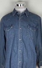 Levi Strauss Signature Mens XL Western Denim Metal Snap Work Shirt Size XL