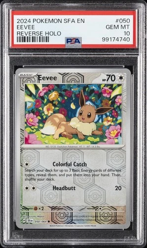 2024 POKEMON SFA EN-SHROUDED FABLE REVERSE HOLO #050 EEVEE PSA 10