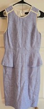 J Crew A-line Shift Dress Linen Business Casual Blue 0 Sleeveless peplum shift