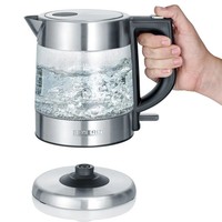 Severin Glas Wasserkocher 1L 2200W Edelstahl Kabellos Kalkfilter Schwarz