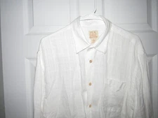 JOS. A. BANK Men's Large 100% Linen Button Up Shirt Long Sleeved Pocket EUC