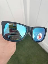 New Ray Ban Justin Polarized RB4165 4165 Black Blue Flash Lens Size 54/16