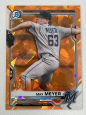 Max Meyer 2021 Bowman Chrome Sapphire SP Orange Miami Marlins #/75