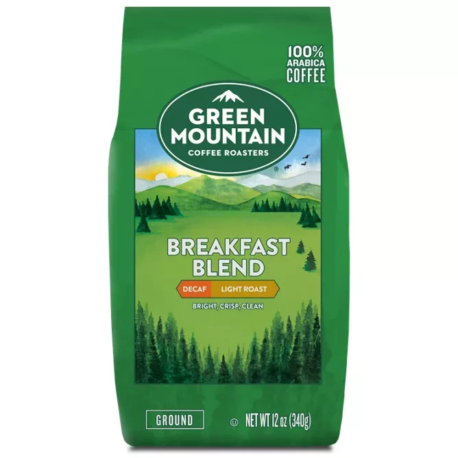 6 Bags Of Green Mountain Breakfast Blend Decaf Ground Coffee 12oz Best by 8/2O25