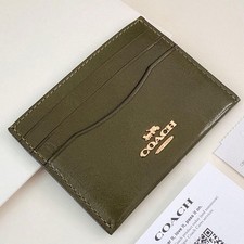 COACH Slim Card Case Pass Case Olive Green Khaki