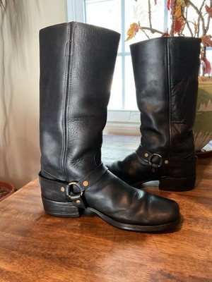 Vtg Frye Square Toe Leather Harness Boots Mens 10 D Motorcycle