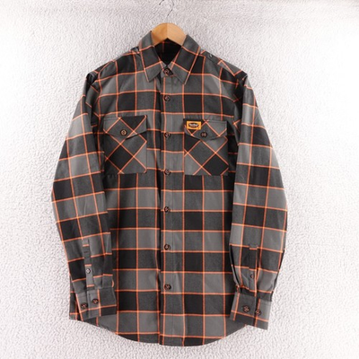 #ad #ad Dunn Edwards Paints Mens Plaid Flannel Shirt Orange Grey Black Workwear Medium $33.25