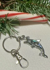 Stainless Steel Bottlenose Dolphin Mother and Calf Keychain/Purse Charm 🆕