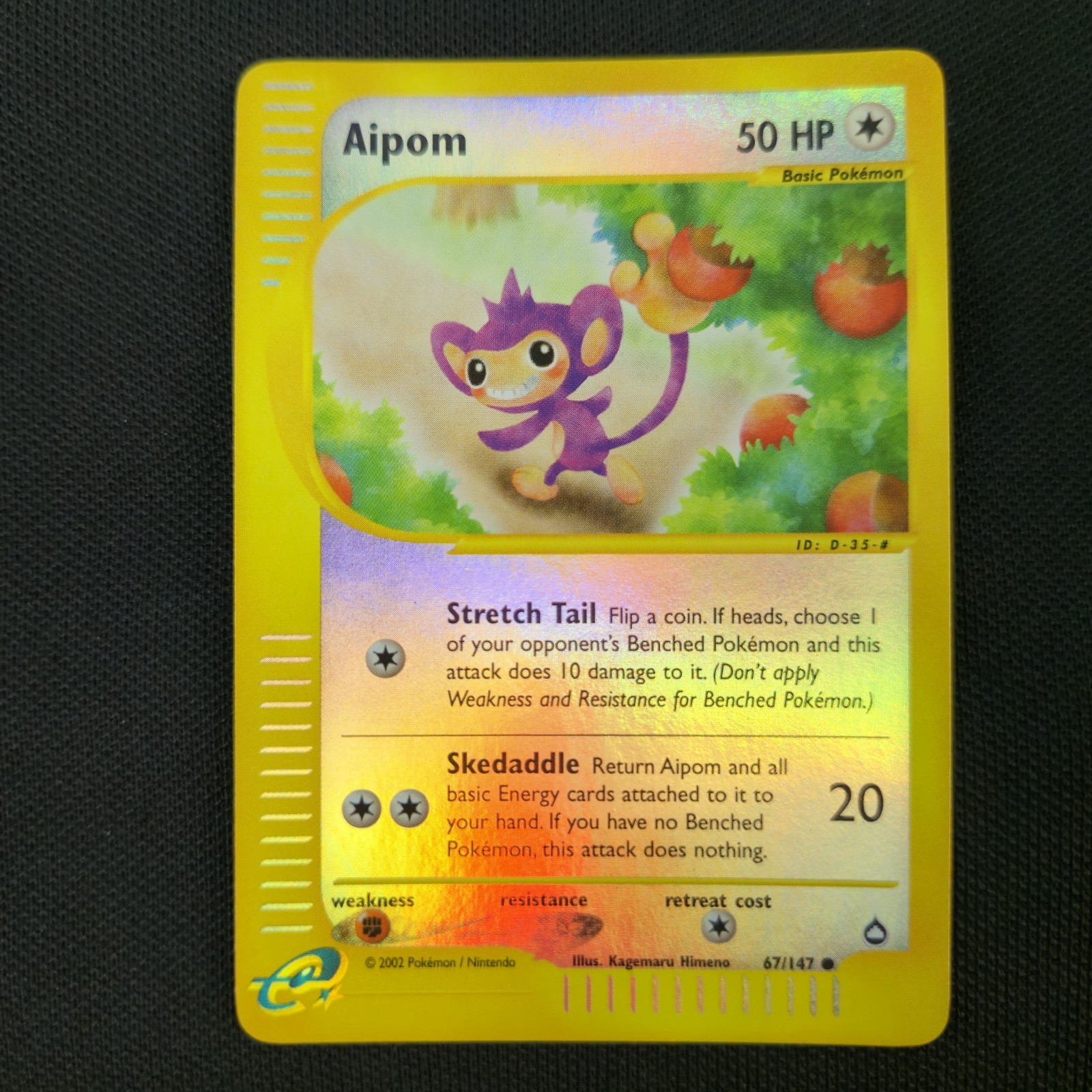 Aipom 67/147 Aquapolis Reverse Holo Common Nintendo Pokemon Card