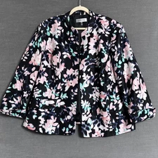 Kasper Blazer 24W Pink Green Black Floral Jacket Career Colorful Office Work