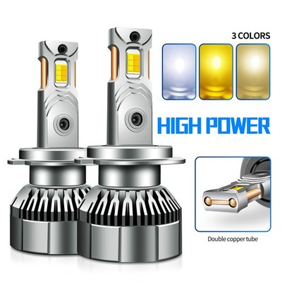 12V/24V Car Headlight H11 H4 H7 240W Tri-Color Dual Copper Super Bright Fog Bulb