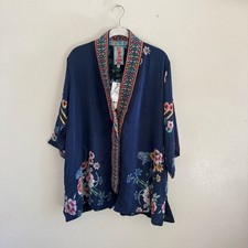 NWT Johnny Was Blue Floral Kimono Petite Small