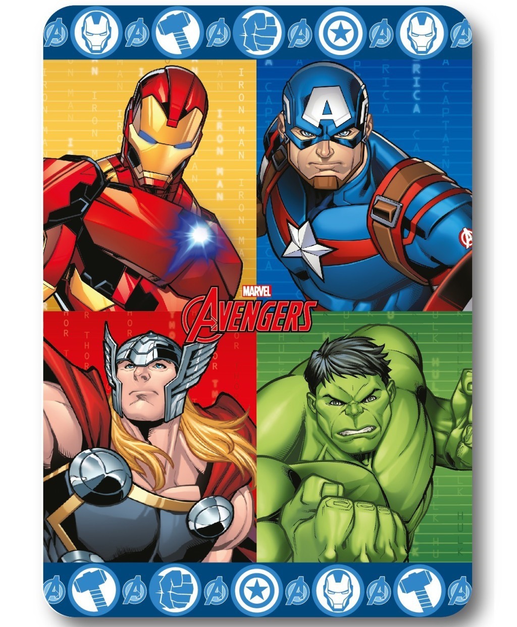 Marvel Avengers Fleece Throw Blanket 100 x 140 cm Iron Man, Cap, Hulk, Thor