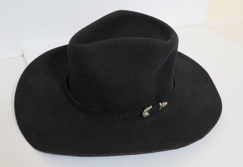 Vintage Bradford Western Wool Fur MIDNIGHT STAR Hat Sz. 7 Wide Brim Black Cowboy