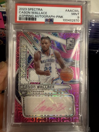 Panini Spectra 2023-24 Cason Wallace RC Auto Aspiring AA-CWL Pink /25 PSA 9