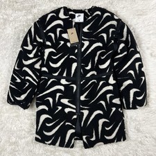 Nike Swoosh Loose Fit High-Pile Jacket Black White FV8025-010 Women s Size XS