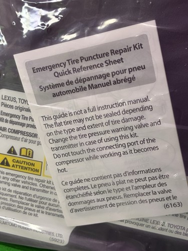 Lexus / Toyota Emergency Tire Puncture Repair Compressor & Sealant ( 10/2029 ) - Picture 2 of 9