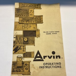 Arvin FM-AM Clock Radio Model 45R48 Operating Instructions Only