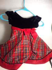 Good Lad Dress Girl's Size 18M Red Plaid Black Velvet Sleeve Christmas Dress
