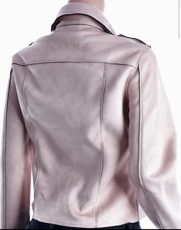MEMBERS ONLY FAUX SUEDE BIKER JACKET-PINK - Image 4 of 4