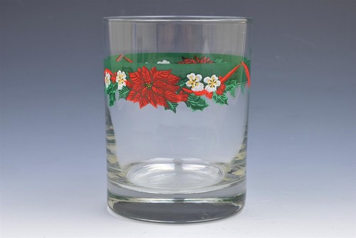 Tienshan Deck the Halls grün rot Weihnachtsstern kurze klare Steine DOF Glas 10 oz - Bild 1 von 2