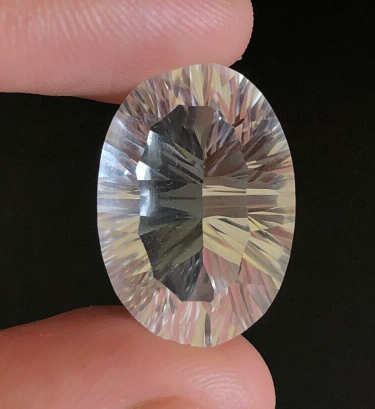 Cts Natural White Crystal Concave Cut Oval White Crystal Loose  Gemstone