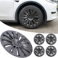 19'' Dark Grey Hubcap For Tesla Model Y Wheel Cover Full Wheel Trim Hubcaps USA