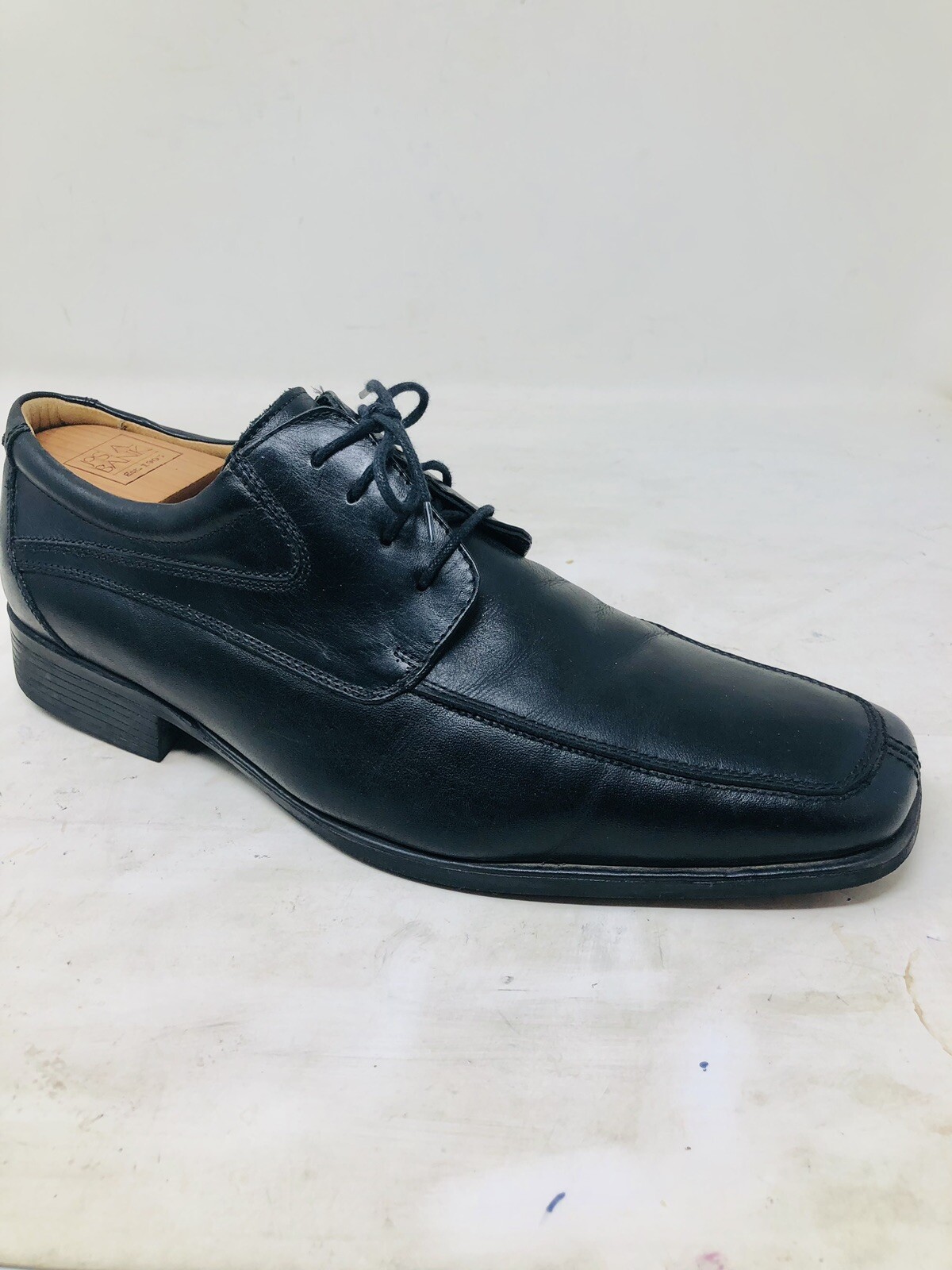 SAOLA Belvedere Treviso Scarpe Uomo 12 M Nero Pelle Punta Spaccata Derby Blucher Scarpe