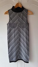 ZARA Black & White Bodycon Dress Stripe Detail Size M