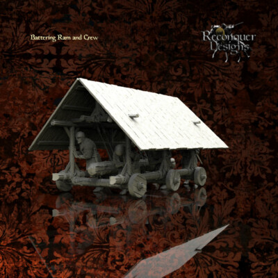 Reconquer Designs Miniatures Medieval Siege Battering Ram w/ Christian Crew 28mm