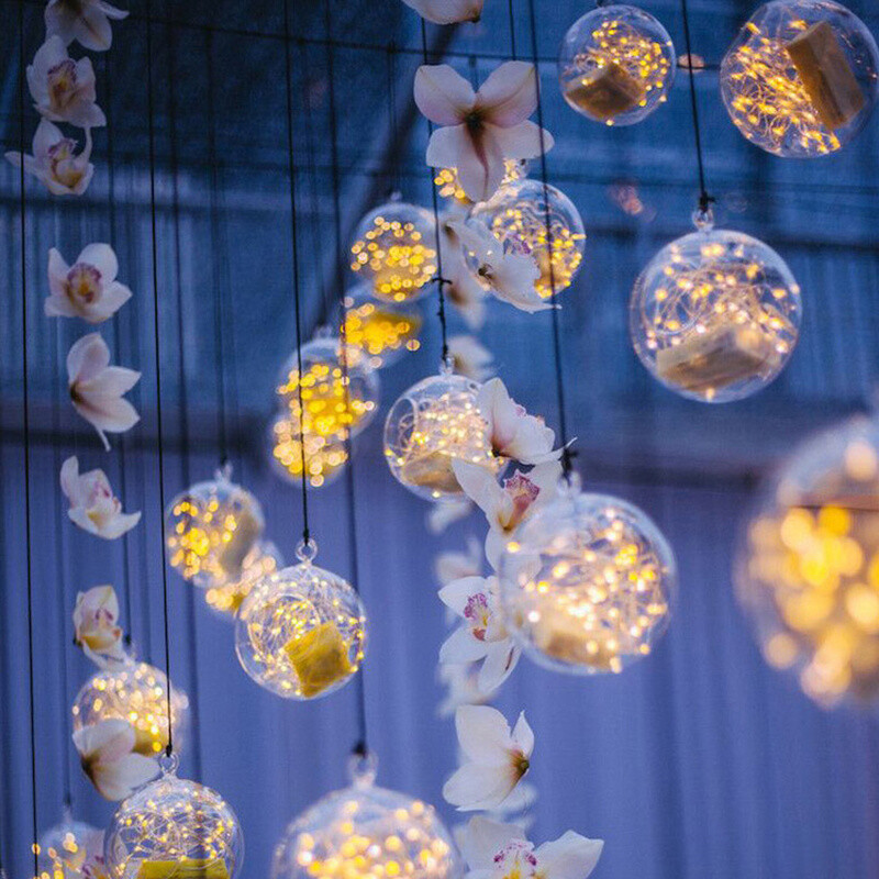 6pc Glass Globe Tea Light Candle Holder Stand Hanging Wedding Garden