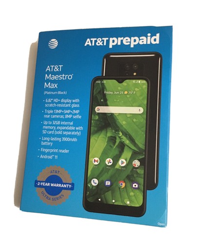 PRE-OWNED/AT&T MAESTRO MAX(PLATINUM BLACK)6.8”/ 32GB PREPAID(FINGERPRINT READER) - Picture 1 of 6