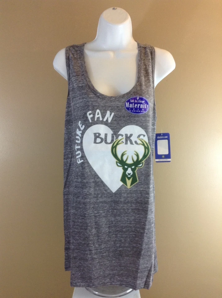 NBA Milwaukee Bucks Womens Maternity Shadow Tank Top Charcol Sz M - Image 2 of 4