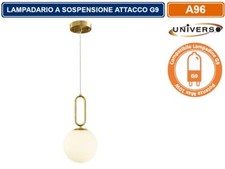 LAMPADARIO SOSPENSIONE OVALE IN BRONZO E SFERA IN VETRO ATTACCO PER LAMPADINA G9