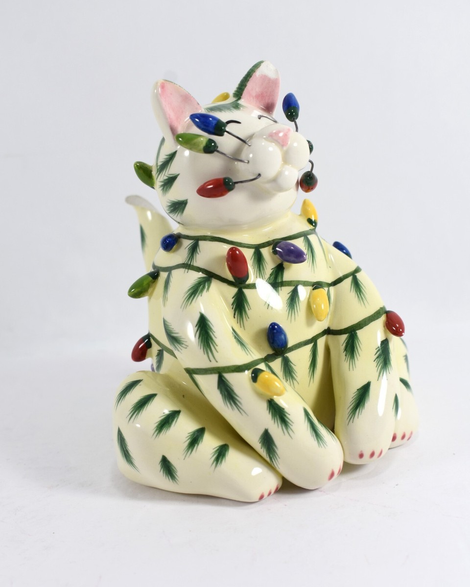 2002 WHIMSICLAY CHRISTMAS CAT FIGURINE LIGHTS BY AMY LACOMBE | eBay