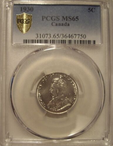 Canada George V 1930 Five Cents - PCGS MS-65  - Picture 1 of 3