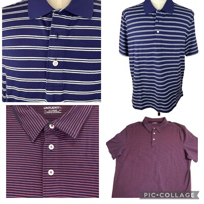 2 UNTUCKit Performance Golf Polo Shirts Men s XL Short Slv Cotton Blend Stretch
