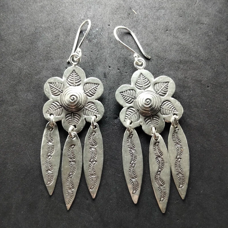 Fine Silver Earrings Sterling 925 Jewelry 11g lot18 Dangle Tribal Chandelier 29 - Image 4 of 4