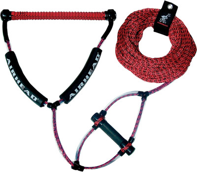 Trick Handle Wakeboard Rope, 4 Sections, 75-Feet, Red