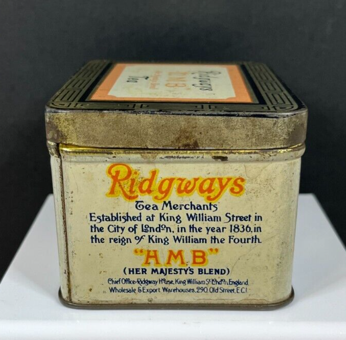 アンティーク RIDGWAY Trio (1835年頃) Vintage Ridgways Her Majesty's Blend Tea Metal Tin | eBay