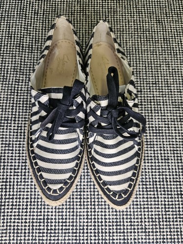 Clarks Coral Love Striped Canvas Espadrilles Lace-up Shoes Nautical Size 4 D UK - Picture 3 of 7