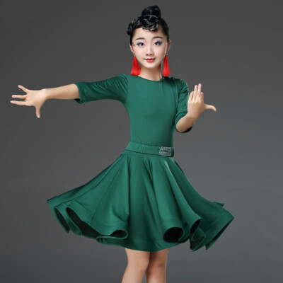 Kids Girls Latin Salsa Dance Dress Performance Costumes Ballroom Dancewear  Chic | eBay
