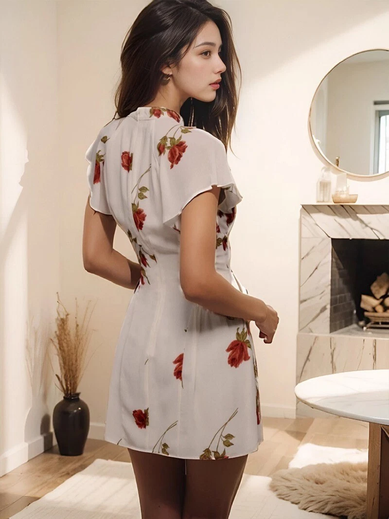 OFF WHITE Abito casual donna bianco elegante gonna A line Reformation