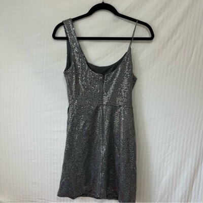TopShop Silver Sparkle Glitter Sequin Drape Dress 6 | eBay