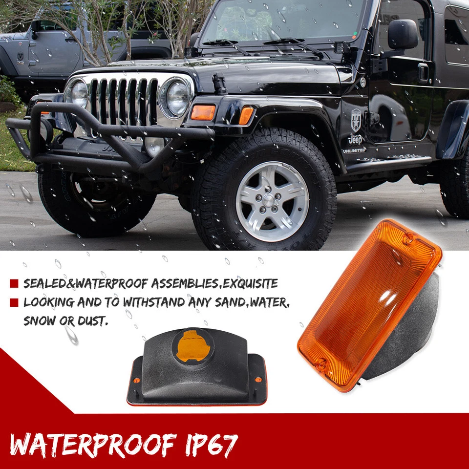 Для 1997-2006 Jeep Wrangler TJ желтый бампер сигнал крыла боковой габаритный фонарь 4 шт. - Изображение 4 из 4