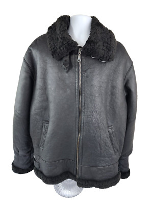 RUNWAY Leather Sheepskin Shearling B3 Bomber Aviator USAF Flight Jacket 2XL