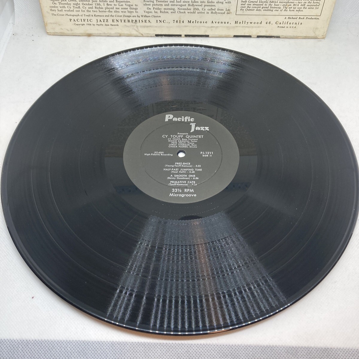 COOL JAZZ CY TOUFF His Octet & Quintet Vinyl LP Pacific Jazz PJ