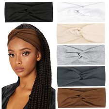 6 Pack Wide Headbands Fashion Turban Elastic Head Bands Non Slip Twisted